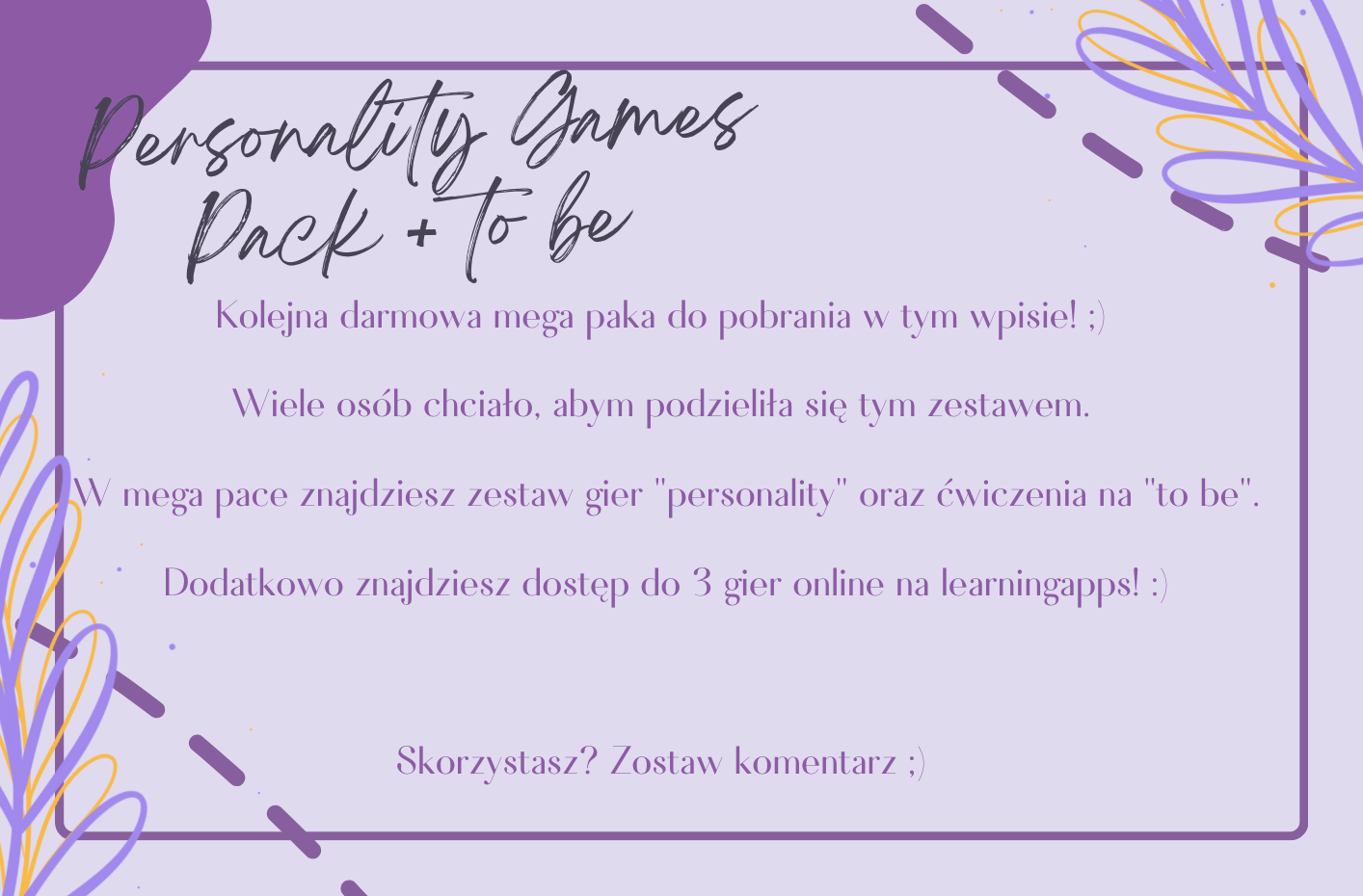 [FREEBIE] Personality GAMES PACK + to be - Speaking Corner